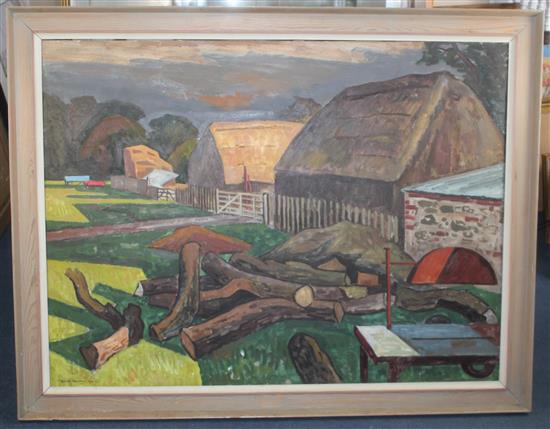 § William Warden RBA LLA (1908-1982) Timberyard, 36 x 48in.